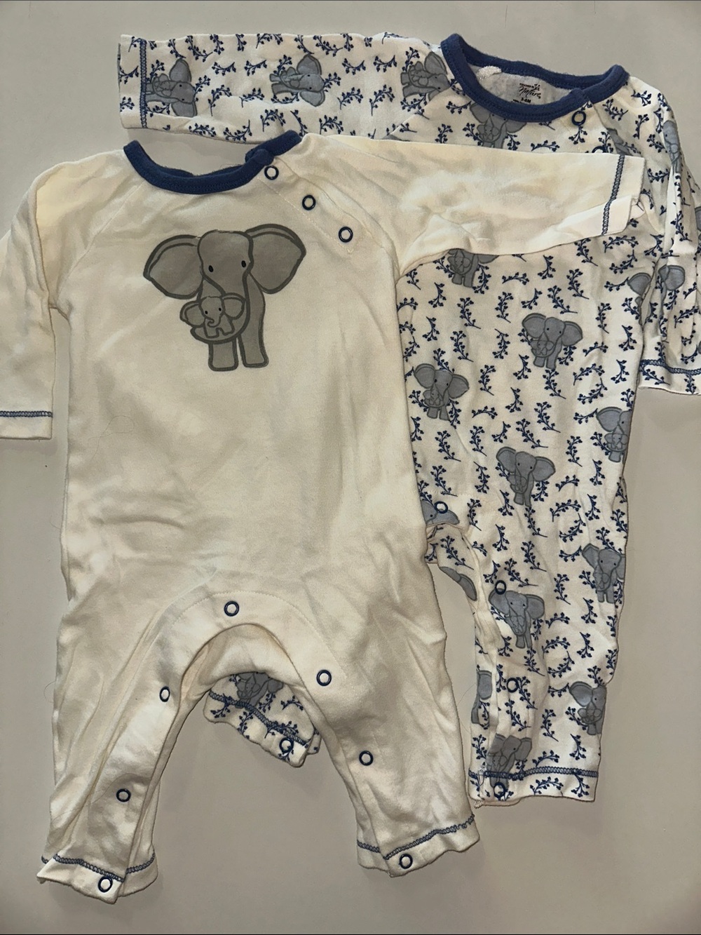 🐘 Organic Cotton Elephant Print Long Sleeve Footless Pajamas